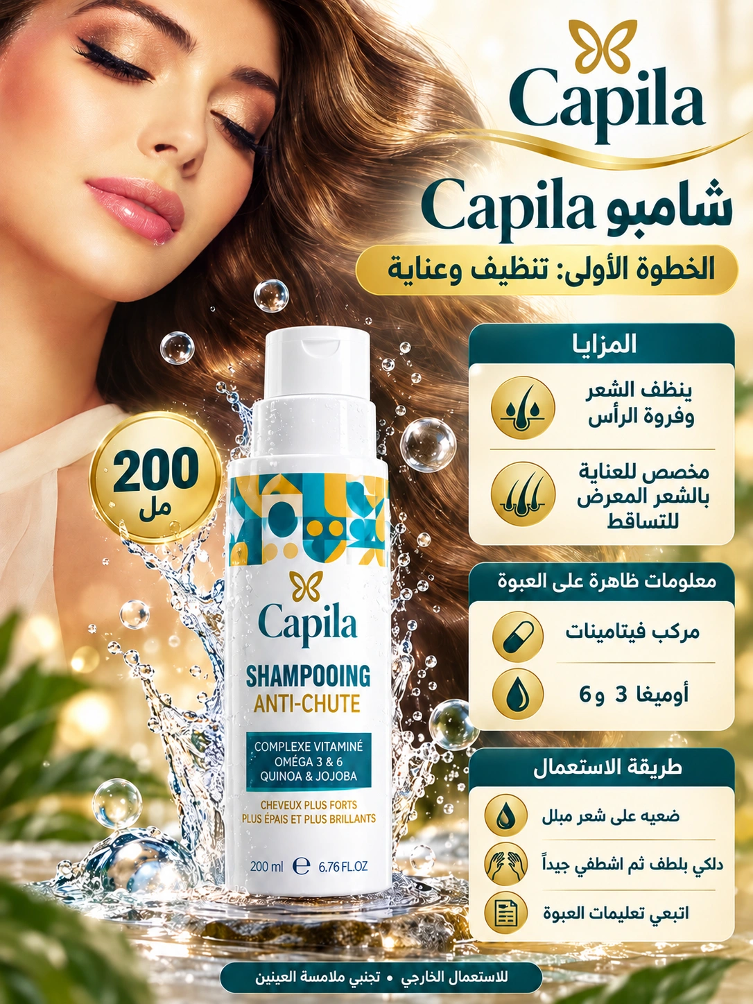 شامبو Capila — 200 مل — المزايا وطريقة الاستعمال
